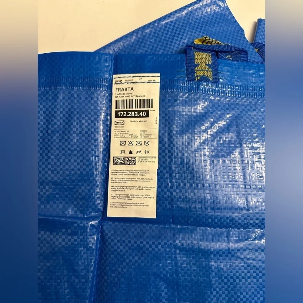 (Set of 3) NEW Ikea FRAKTA Shopping bag, large, blue